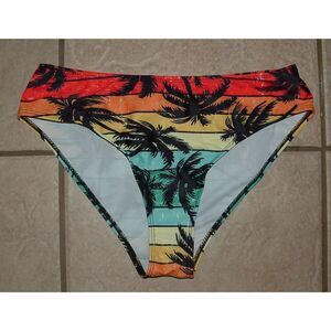Colorful Palm Tree Print Sz Medium Beach Pool Lined Swim Bikini Bottoms DENATER